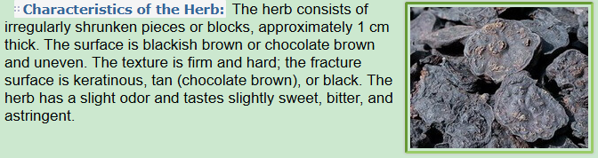 Characteristics of the Herb:Prepared Fleeceflower Root
