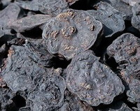 dried blackish herb slices of Prepared Fleeceflower Root are piled together