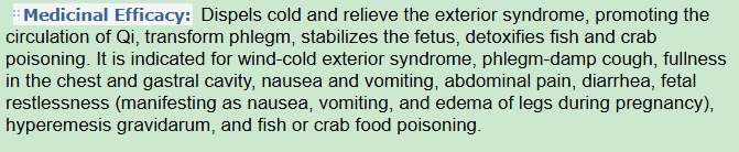 Medicinal Efficacy of Perilla Leaf