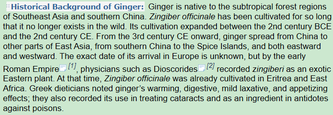 Historical Background of Ginger