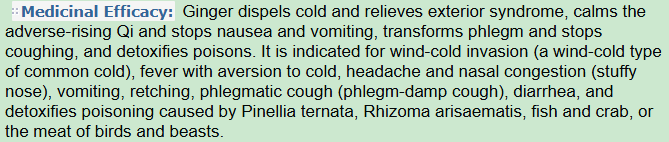 Medicinal Efficacy of Fresh Ginger