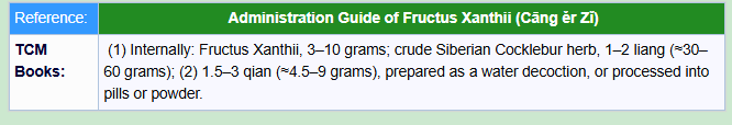 Administration Guide of Fructus Xanthii