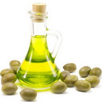 Olive Oil and green olive fruit